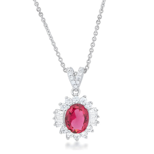 CHRISALEE 3.2 CT RUBY CZ RHODIUM CLASSIC DROP NECKLACE