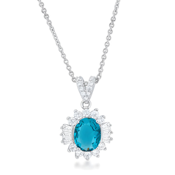 CHRISALEE 3.2 CT AQUA CZ CLASSIC DROP NECKLACE