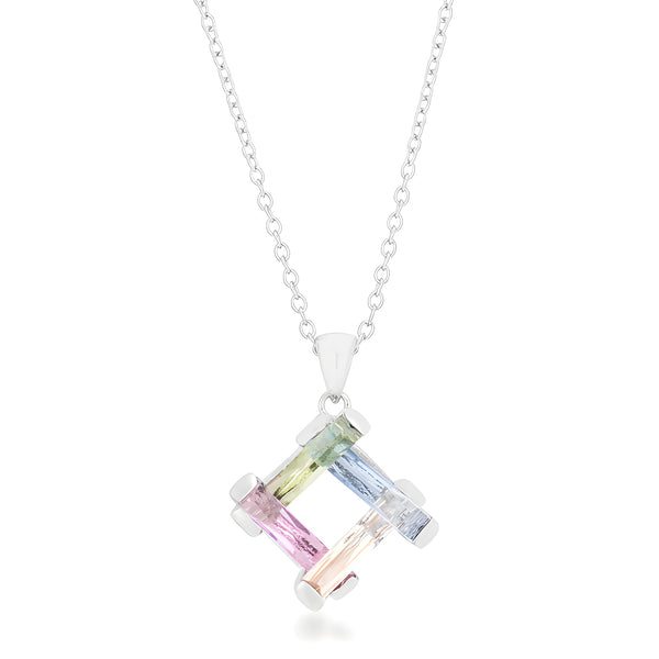 MYRA 10 CT MULTICOLOR RHODIUM NECKLACE