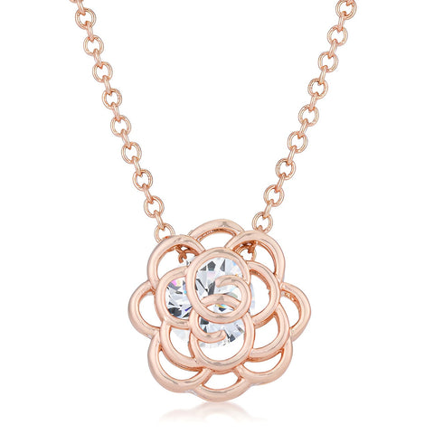 MAYA 1.28 CT CZ ROSE GOLD ROSE DROP PENDANT