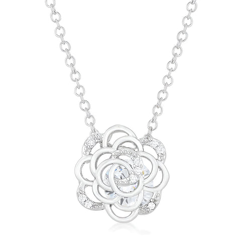 MAYA 1.37 CT CZ RHODIUM ROSE DROP NECKLACE