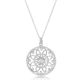 1.4 CT RHODIUM PENDANT NECKLACE WITH INTERLOCKING CIRCLES AND CZ