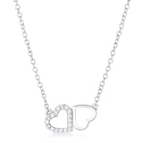 SWEET AND ROMANTIC RHODIUM MELDED CZ HEARTS NECKLACE