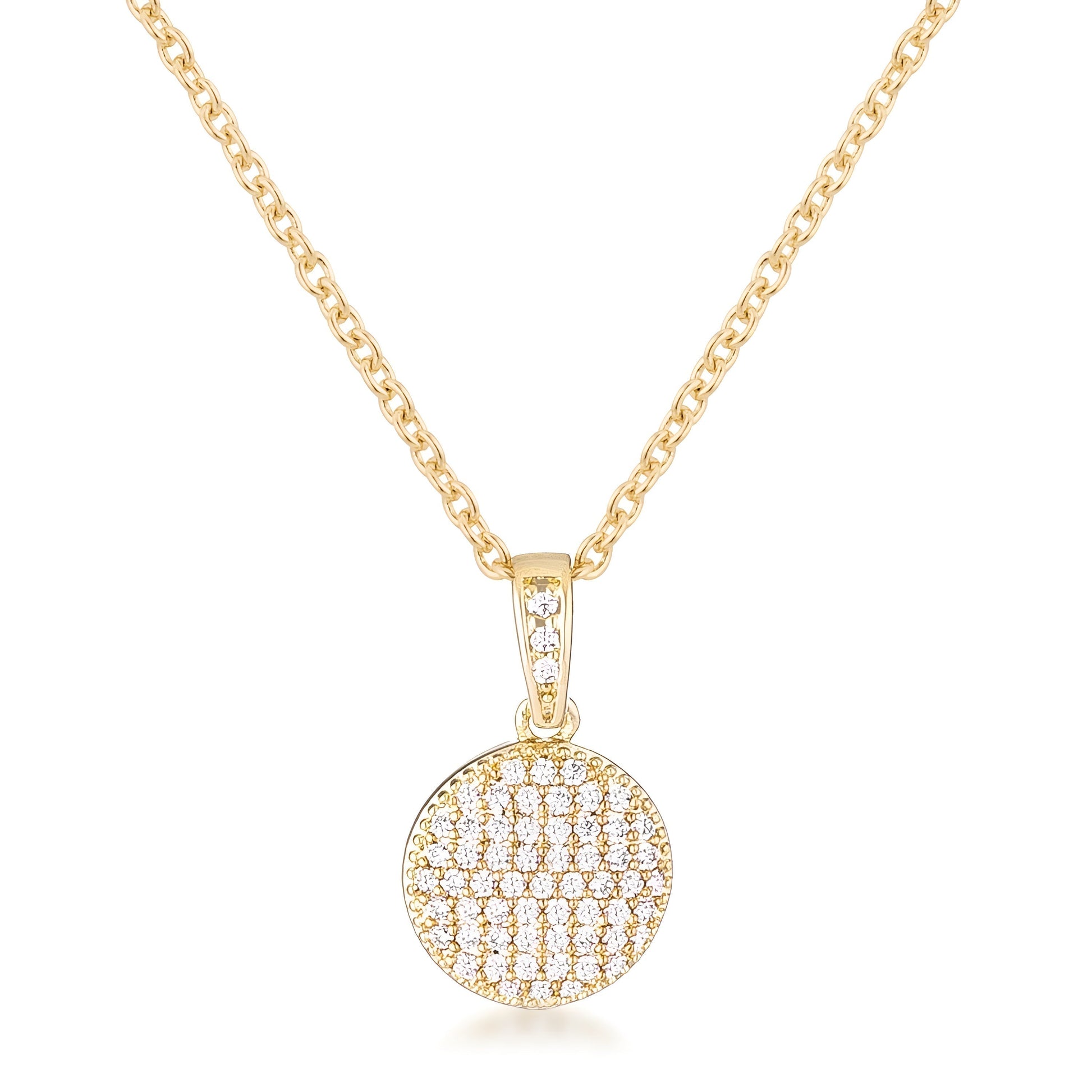 GOLD NECKLACE WITH CZ DISK PENDANT - PIERGIORGIO CERRONI