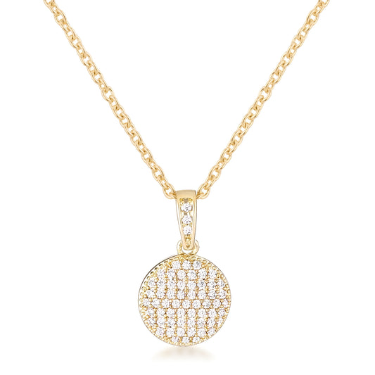 GOLD NECKLACE WITH CZ DISK PENDANT - PIERGIORGIO CERRONI