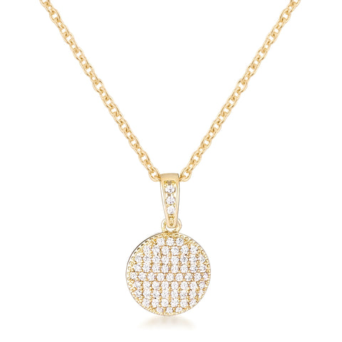 GOLD NECKLACE WITH CZ DISK PENDANT - PIERGIORGIO CERRONI