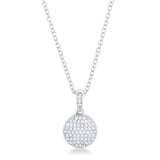 RHODIUM NECKLACE WITH CZ DISK PENDANT