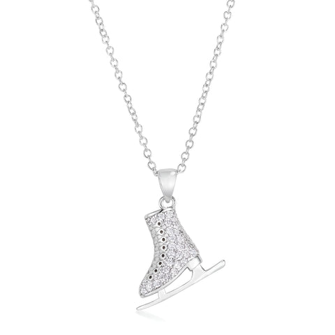 DELICATE 0.4 CT RHODIUM ICE SKATE PENDANT