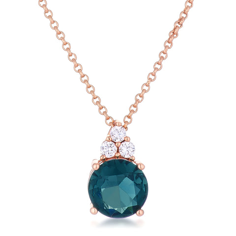 SIMPLE ROSE GOLD 9MM BLUE GREEN CZ PENDANT