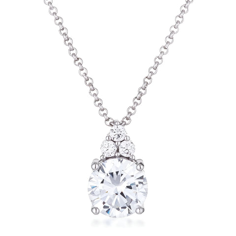 SIMPLE RHODIUM 9MM CLEAR CZ PENDANT