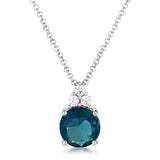 SIMPLE RHODIUM 9MM BLUE GREEN CZ PENDANT