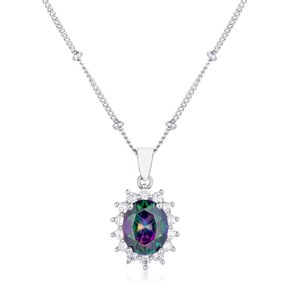 RHODIUM MYSTIC PETITE ROYAL OVAL PENDANT - PIERGIORGIO CERRONI