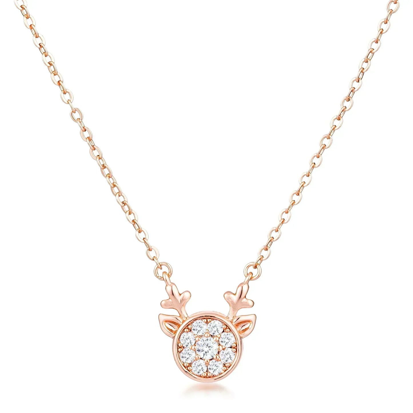 ROSE GOLD REVERSIBLE SAPPHIRE BLUE CZ REINDEER PENDANT - PIERGIORGIO CERRONI