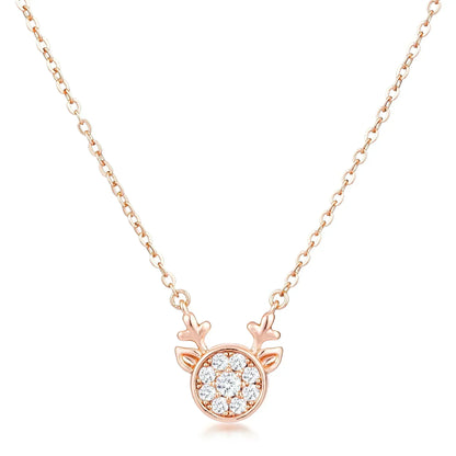 ROSE GOLD REVERSIBLE SAPPHIRE BLUE CZ REINDEER PENDANT - PIERGIORGIO CERRONI