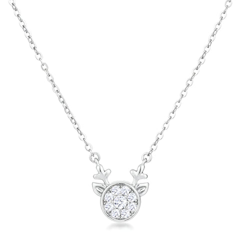 3.88 CT RHODIUM REVERSIBLE CHAMPAGNE CZ REINDEER PENDANT