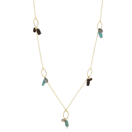 GOLDEN ASSORTED CHARMS AND CRYSTALS NECKLACE