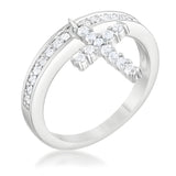 CHRISTINE 0.2 CT CZ RHODIUM CROSS CHARM RING