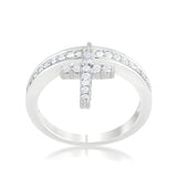 CHRISTINE 0.2 CT CZ RHODIUM CROSS CHARM RING