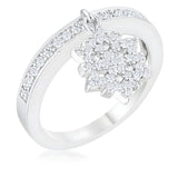 SNOWFLAKE 0.35 CT CZ RHODIUM SIMPLE HOLIDAY CHARM BAND RING