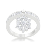 SNOWFLAKE 0.35 CT CZ RHODIUM SIMPLE HOLIDAY CHARM BAND RING