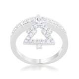 CHRISTMAS TREE 0.3 CT CZ RHODIUM HOLIDAY CHARM RING