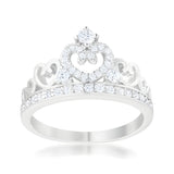 AURORA 0.34 CT CZ RHODIUM HEART CROWN RING