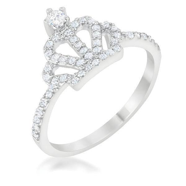 ELINA 0.36 CT CZ RHODIUM SIMPLE CROWN RING