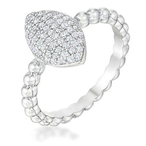 0.3 CT BEAUTIFUL OVAL-DESIGNED RHODIUM RING WITH CLEAR CZ