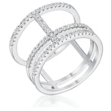 0.5 CT RHODIUM PARALLEL RING WITH BRILLIANT CZ