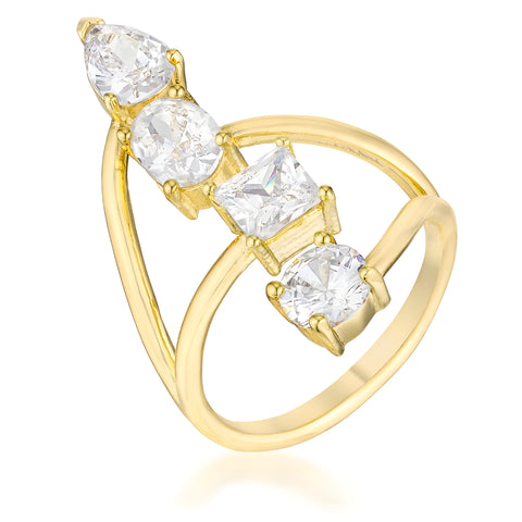 3 CT STUNNING CZ GOLDTONE RING