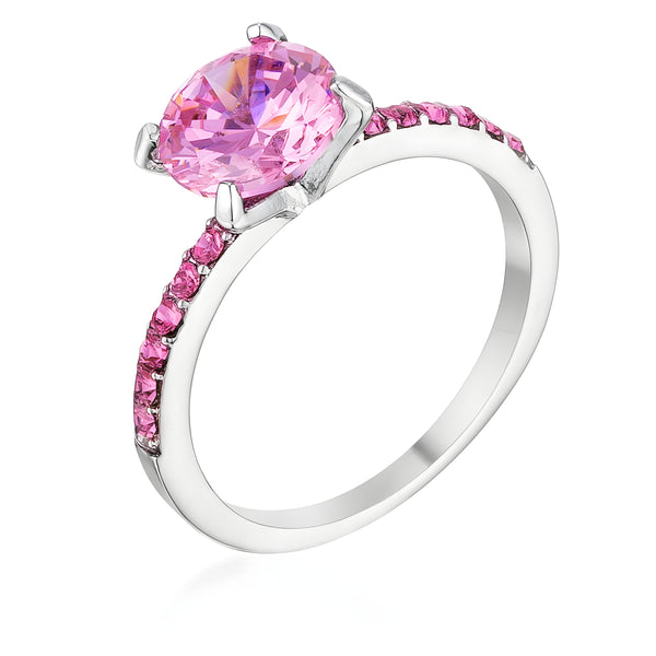 2.3 CT PINK CZ RHODIUM RING