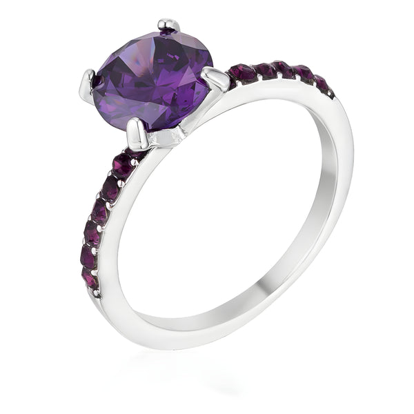 2.3 CT AMETHYST CZ RHODIUM RING