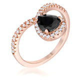 1.5 CT ROSE GOLDTONE CHEVRON RING WITH ONYX CZ