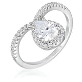 1.5 CT RHODIUM CHEVRON RING WITH CLEAR CZ