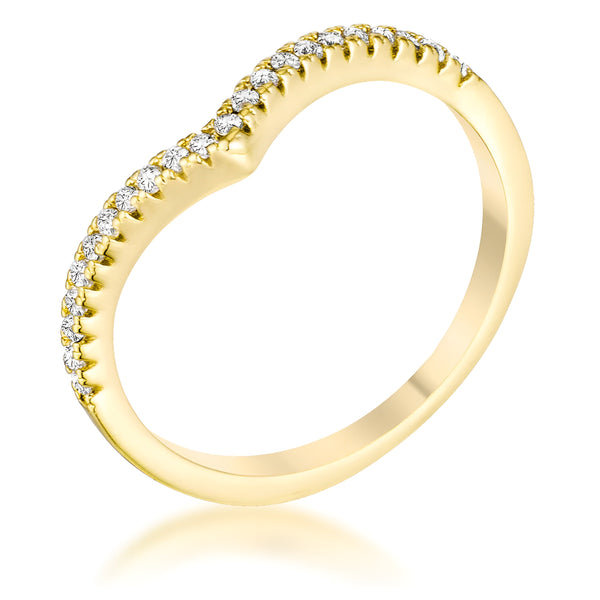 0.22 CT GOLDTONE CHEVRON RING WITH CZ