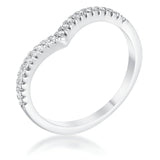 0.22 CT RHODIUM CHEVRON RING WITH CZ