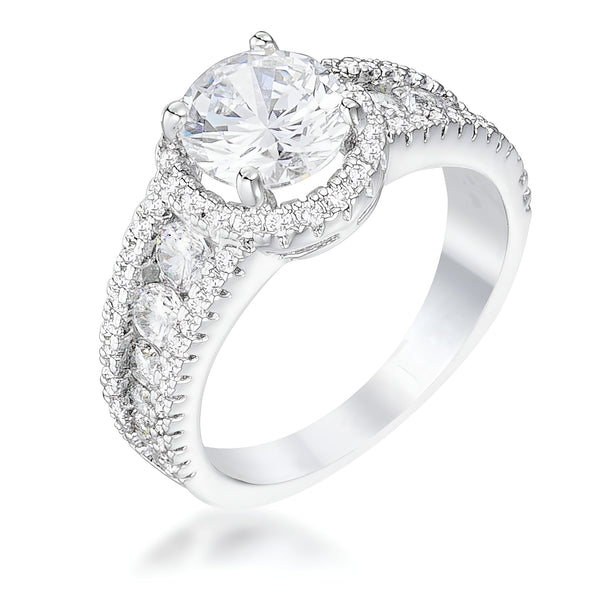 2.1 CT RHODIUM SOLITAIRE ENGAGEMENT HALO RING