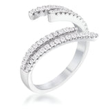 1.12 CT DELICATE RHODIUM CZ WRAP RING