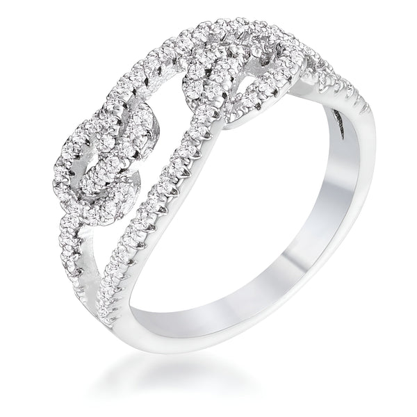 1.15 CT RHODIUM CZ PAVE DOUBLE KNOT RING