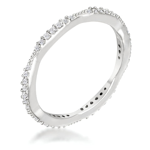 0.42 CT DAINTY 18K RHODIUM MICRO PAVE CZ STACKABLE ETERNITY RING