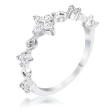 0.24 CT RHODIUM CLEAR CZ MINI FLORAL HALF ETERNITY STACKABLE BAND