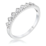 0.14 CT RHODIUM CZ MINI CROWN STACKABLE BAND