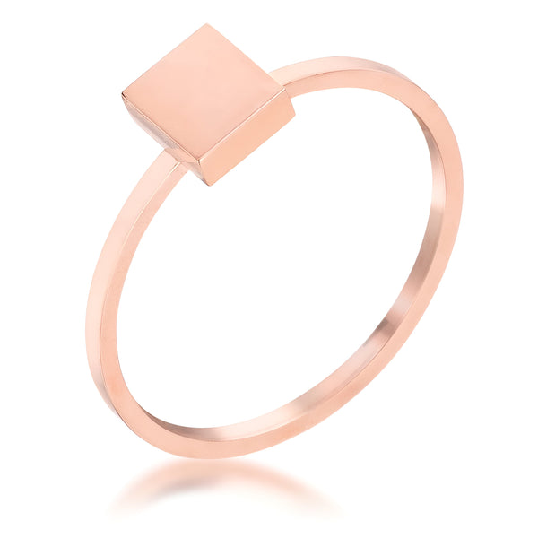 ROSE GOLDTONE SQUARE STACKABLE RING