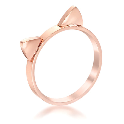 ROSE GOLDTONE CAT EAR RING - PIERGIORGIO CERRONI