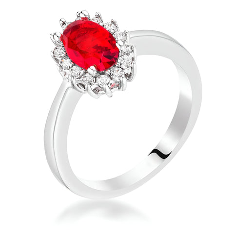 RUBY RED CZ PETITE OVAL RING - PIERGIORGIO CERRONI