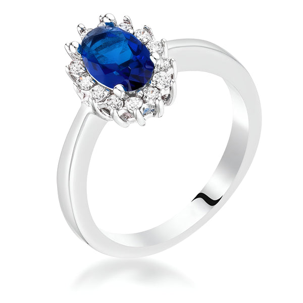 SAPPHIRE BLUE CZ PETITE OVAL RING - PIERGIORGIO CERRONI