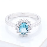 ICE BLUE CZ PETITE OVAL RING - PIERGIORGIO CERRONI