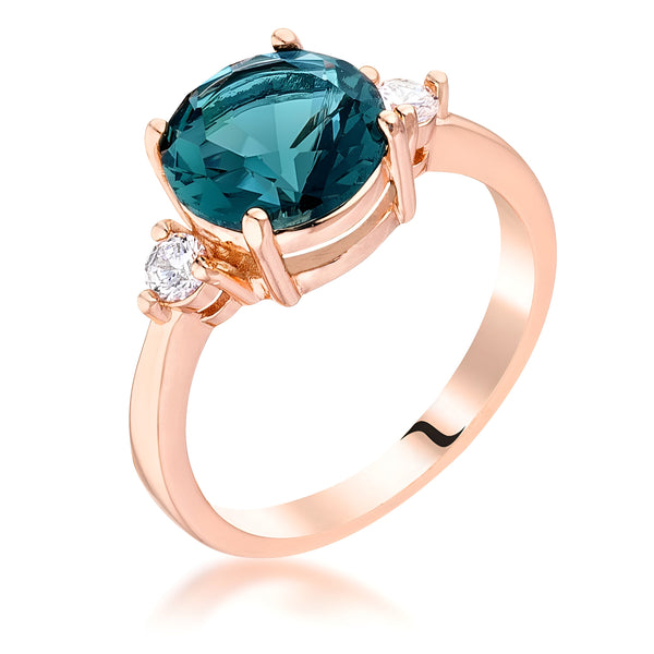 ROSE GOLD BLUE GREEN THREE STONE ENGAGEMENT RING - PIERGIORGIO CERRONI