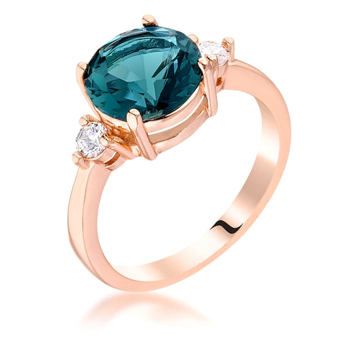 ROSE GOLD BLUE GREEN THREE STONE ENGAGEMENT RING - PIERGIORGIO CERRONI