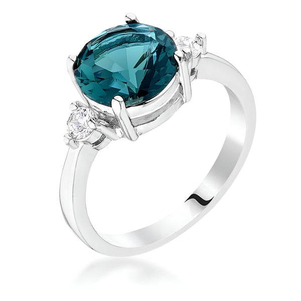 EXQUISITE BLUE GREEN THREE STONE CZ ENGAGEMENT RING - PIERGIORGIO CERRONI